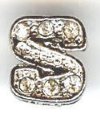 1 9mm Silver Slider with Rhinestones - Letter "S"